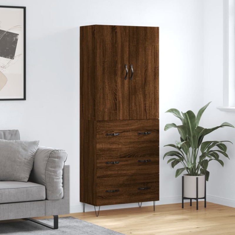 vidaXL Aparador alto madera contrachapada marrón roble 69,5x34x180 cm vidaXL Aparador alto madera contrachapada marrón roble 69,5x34x180 cm