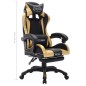 vidaXL Silla gaming con luces LED RGB cuero sintético dorado y negro