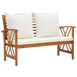 vidaXL Banco de jardín con cojines 119 cm madera maciza de acacia
