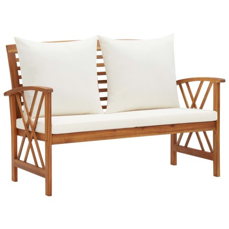 vidaXL Banco de jardín con cojines 119 cm madera maciza de acacia