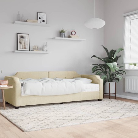vidaXL Sofá cama con colchón tela crema 90x200 cm
