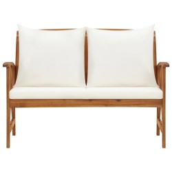 vidaXL Banco de jardín con cojines 119 cm madera maciza de acacia