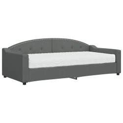 vidaXL Sofá cama con colchón tela gris oscuro 90x200 cm