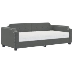 vidaXL Sofá cama con colchón tela gris oscuro 100x200 cm