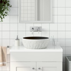 vidaXL Lavabo sobre encimera redondo cerámica negro y gris Φ41x14 cm