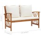 vidaXL Banco de jardín con cojines 119 cm madera maciza de acacia