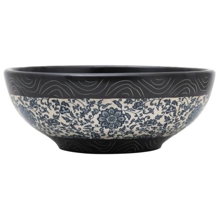 vidaXL Lavabo sobre encimera redondo cerámica negro y azul Φ41x14 cm