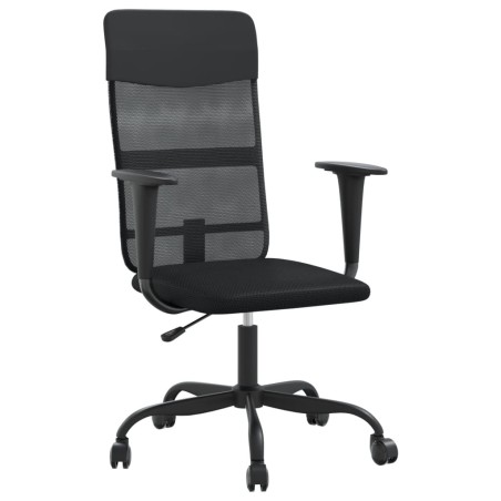 vidaXL Silla de oficina altura ajustable tela malla y cuero PE negro