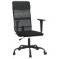 vidaXL Silla de oficina altura ajustable tela malla y cuero PE negro