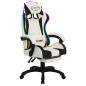 vidaXL Silla gaming con luces LED RGB cuero sintético negro y blanco vidaXL Silla gaming con luces LED RGB cuero sintético negro y blanco