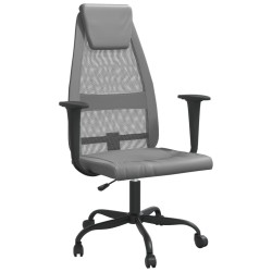 vidaXL Silla de oficina tela de malla y cuero sintético gris