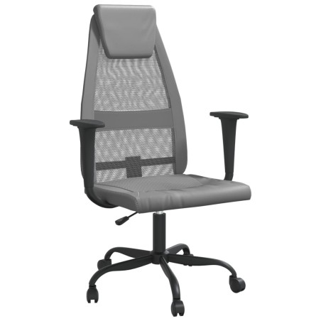 vidaXL Silla de oficina tela de malla y cuero sintético gris