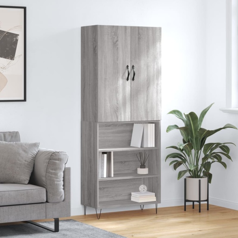 vidaXL Aparador alto madera contrachapada gris sonoma 69,5x34x180 cm vidaXL Aparador alto madera contrachapada gris sonoma 69,5x34x180 cm