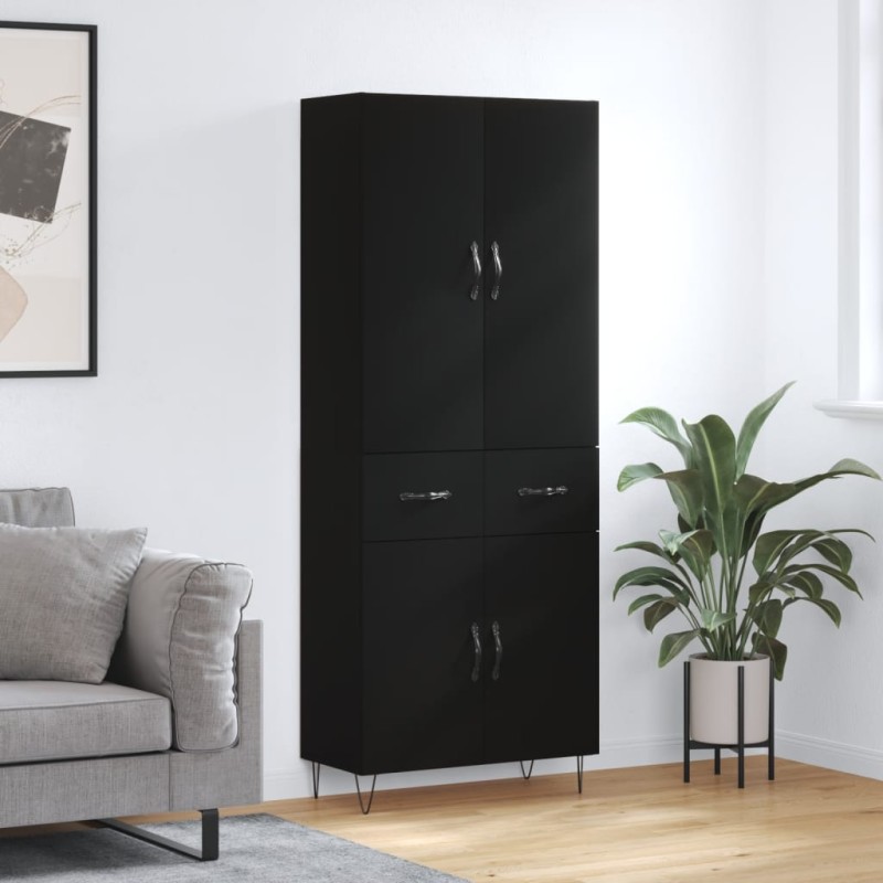 vidaXL Aparador alto madera contrachapada negro 69,5x34x180 cm vidaXL Aparador alto madera contrachapada negro 69,5x34x180 cm