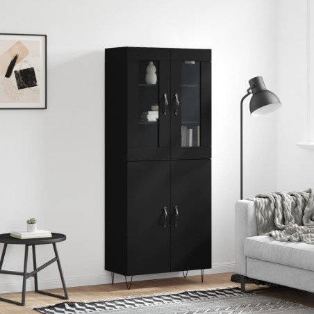 vidaXL Aparador alto madera contrachapada negro 69,5x34x180 cm