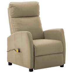 vidaXL Sillón de masaje de cuero sintético color capuchino