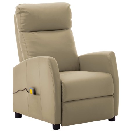 vidaXL Sillón de masaje de cuero sintético color capuchino