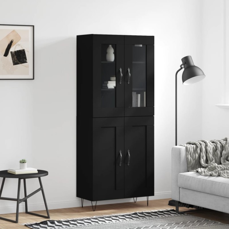 vidaXL Aparador alto madera contrachapada negro 69,5x34x180 cm vidaXL Aparador alto madera contrachapada negro 69,5x34x180 cm