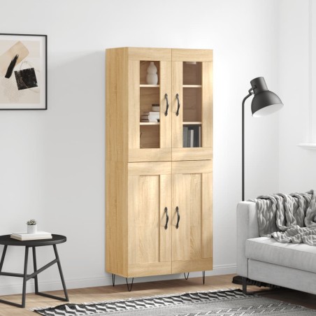 vidaXL Aparador alto madera contrachapada color roble 69,5x34x180 cm