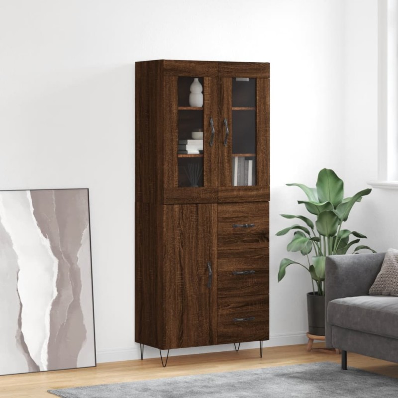 vidaXL Aparador alto madera contrachapada marrón roble 69,5x34x180 cm vidaXL Aparador alto madera contrachapada marrón roble 69,5x34x180 cm