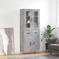 vidaXL Aparador alto madera contrachapada gris hormigón 69,5x34x180 cm