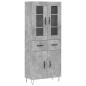vidaXL Aparador alto madera contrachapada gris hormigón 69,5x34x180 cm