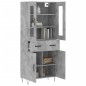 vidaXL Aparador alto madera contrachapada gris hormigón 69,5x34x180 cm