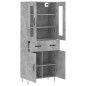 vidaXL Aparador alto madera contrachapada gris hormigón 69,5x34x180 cm