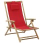 vidaXL Silla de relajación reclinable de bambú y tela roja vidaXL Silla de relajación reclinable de bambú y tela roja