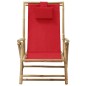 vidaXL Silla de relajación reclinable de bambú y tela roja vidaXL Silla de relajación reclinable de bambú y tela roja