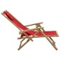 vidaXL Silla de relajación reclinable de bambú y tela roja vidaXL Silla de relajación reclinable de bambú y tela roja