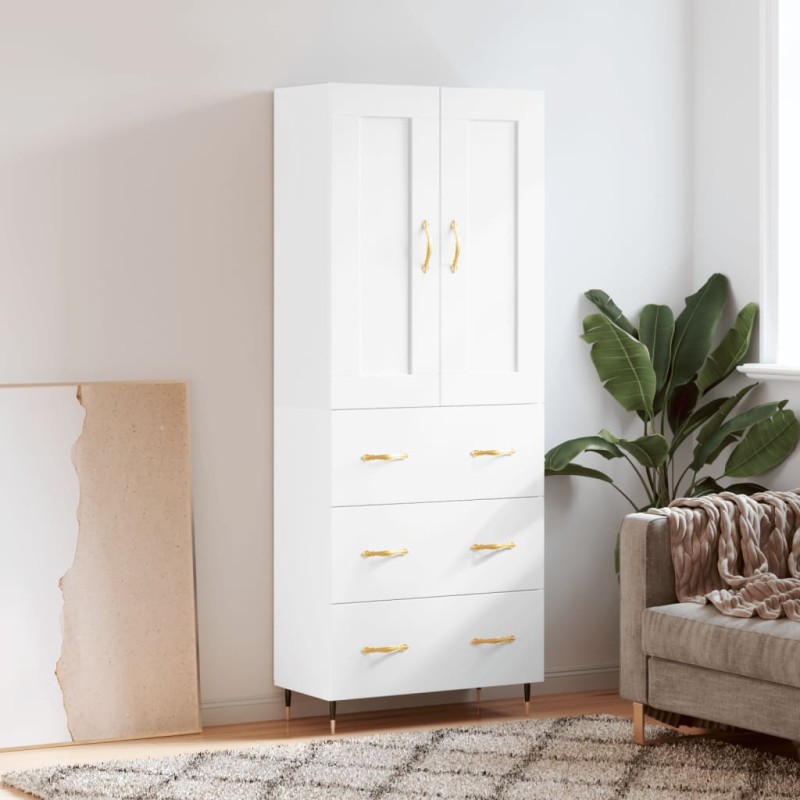 vidaXL Aparador alto madera contrachapada blanco 69,5x34x180 cm vidaXL Aparador alto madera contrachapada blanco 69,5x34x180 cm