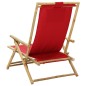 vidaXL Silla de relajación reclinable de bambú y tela roja vidaXL Silla de relajación reclinable de bambú y tela roja
