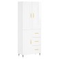 vidaXL Aparador alto madera contrachapada blanco brillo 69,5x34x180 cm