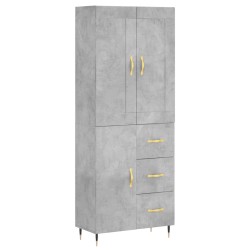 vidaXL Aparador alto madera contrachapada gris hormigón 69,5x34x180 cm