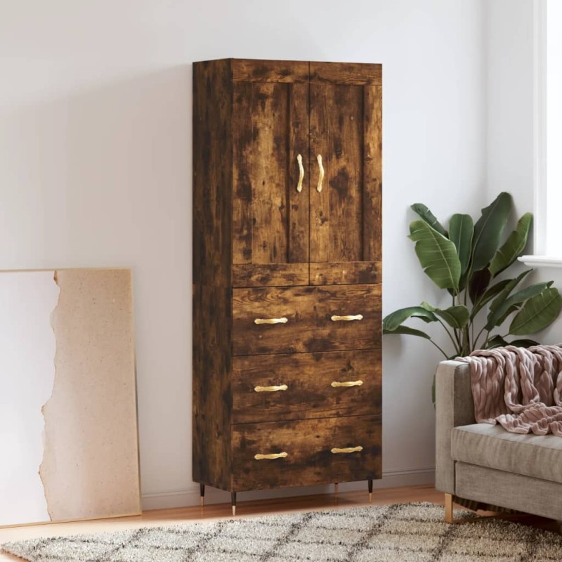 vidaXL Aparador alto madera contrachapada roble ahumado 69,5x34x180 cm vidaXL Aparador alto madera contrachapada roble ahumado 69,5x34x180 cm