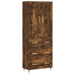 vidaXL Aparador alto madera contrachapada roble ahumado 69,5x34x180 cm