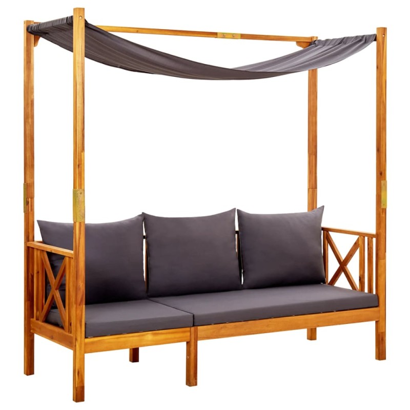 vidaXL Banco de jardín con toldo madera maciza de acacia vidaXL Banco de jardín con toldo madera maciza de acacia