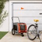 vidaXL Remolque de bicicleta mascotas hierro tela Oxford naranja gris vidaXL Remolque de bicicleta mascotas hierro tela Oxford naranja gris