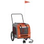 vidaXL Remolque de bicicleta mascotas hierro tela Oxford naranja gris vidaXL Remolque de bicicleta mascotas hierro tela Oxford naranja gris