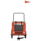 vidaXL Remolque de bicicleta mascotas hierro tela Oxford naranja gris vidaXL Remolque de bicicleta mascotas hierro tela Oxford naranja gris