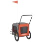 vidaXL Remolque de bicicleta mascotas hierro tela Oxford naranja gris vidaXL Remolque de bicicleta mascotas hierro tela Oxford naranja gris