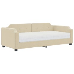 vidaXL Sofá cama con colchón tela crema 80x200 cm