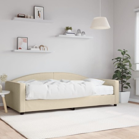 vidaXL Sofá cama con colchón tela crema 100x200 cm