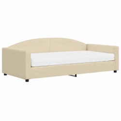 vidaXL Sofá cama con colchón tela crema 100x200 cm