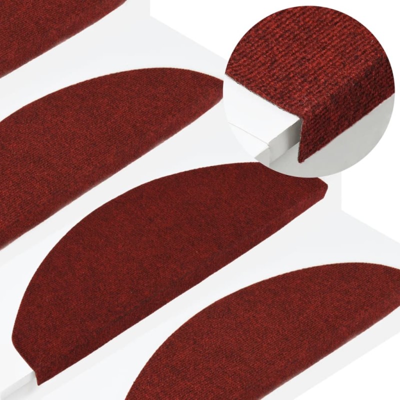 vidaXL Alfombrilla autoadhesiva de escalera 15 uds roja 65x22,5x3,5 cm vidaXL Alfombrilla autoadhesiva de escalera 15 uds roja 65x22,5x3,5 cm