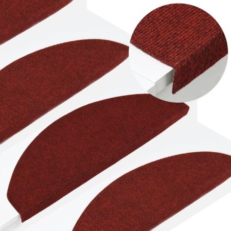 vidaXL Alfombrilla autoadhesiva de escalera 15 uds roja 65x22,5x3,5 cm