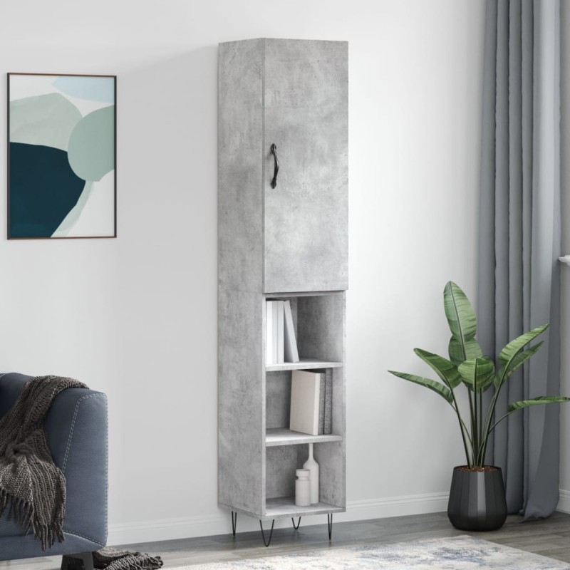 vidaXL Aparador de madera contrachapada gris hormigón 34,5x34x180 cm vidaXL Aparador de madera contrachapada gris hormigón 34,5x34x180 cm