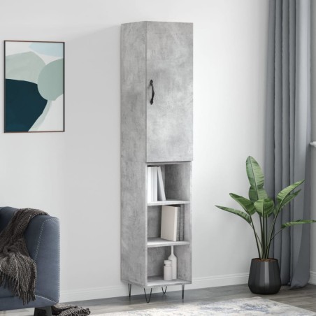 vidaXL Aparador de madera contrachapada gris hormigón 34,5x34x180 cm