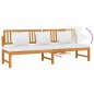 vidaxL Sofá cama con cojín madera maciza acacia crema 200x60x75 cm 